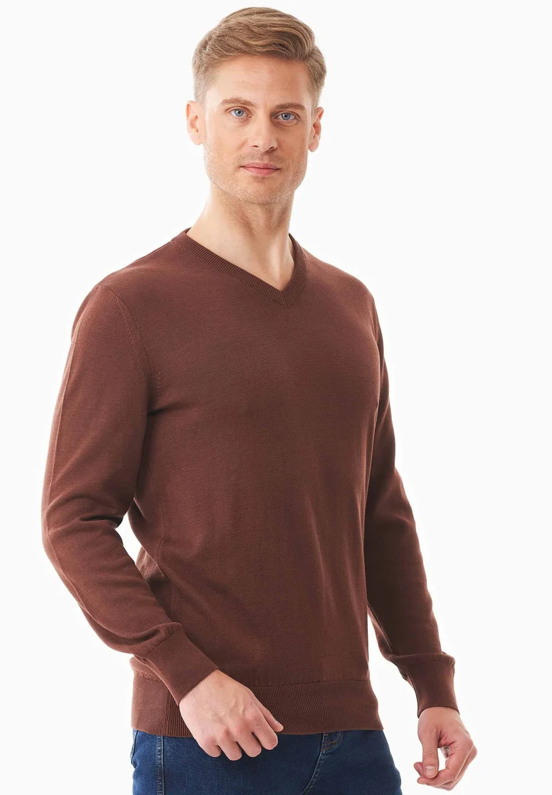 Pullover aus Bio-Baumwolle mit V-Ausschnitt