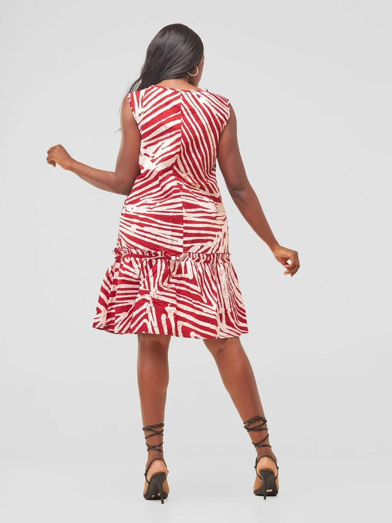 The Fashion Frenzy Raha Printed Shift Dress - Maroon