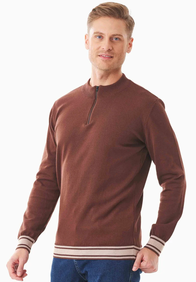 Pullover aus Bio-Baumwolle mit Troyerkragen