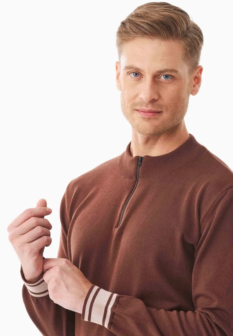 Pullover aus Bio-Baumwolle mit Troyerkragen
