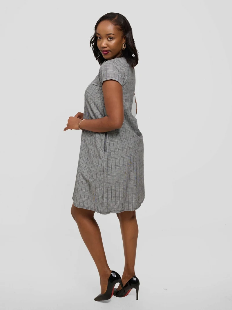 Kakiba Collections Zipporah Checked Dress - Black / Grey