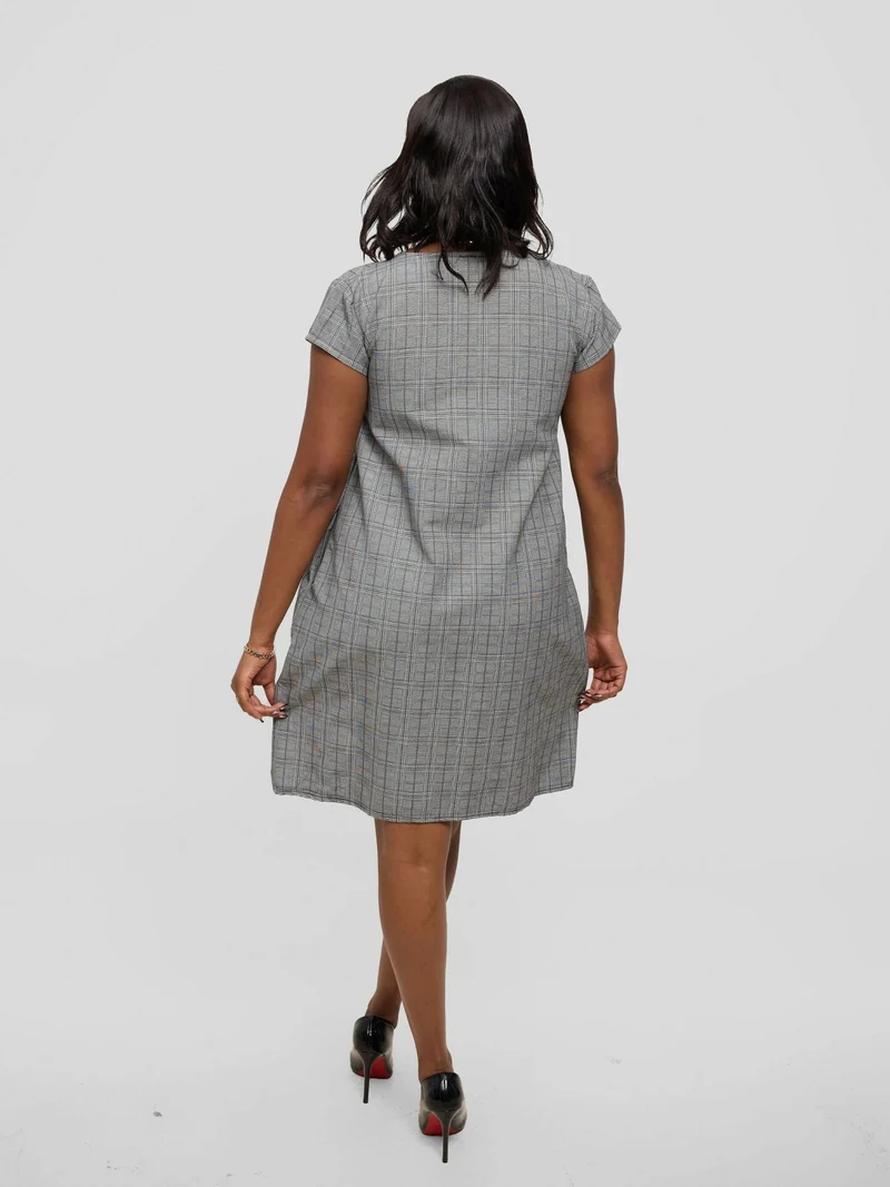 Kakiba Collections Zipporah Checked Dress - Black / Grey