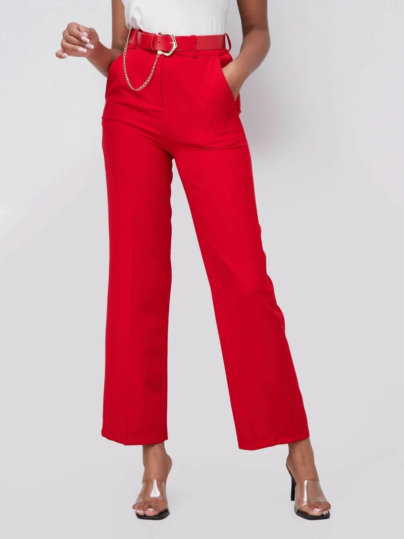 The Fashion Frenzy Flared Trouser - Red