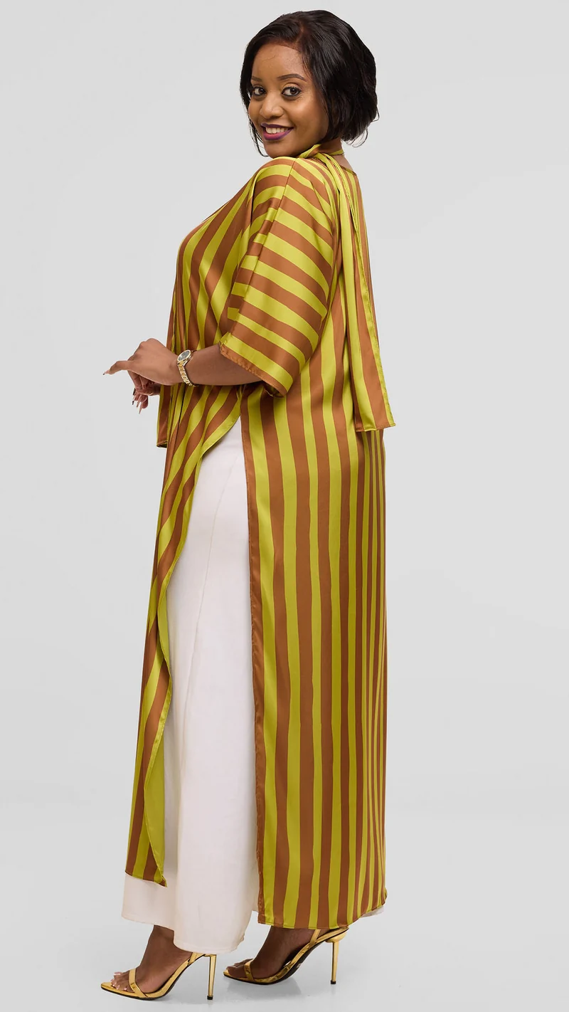 Vivo Lani Maxi Top in Satin - Olive / Rust Mani Print