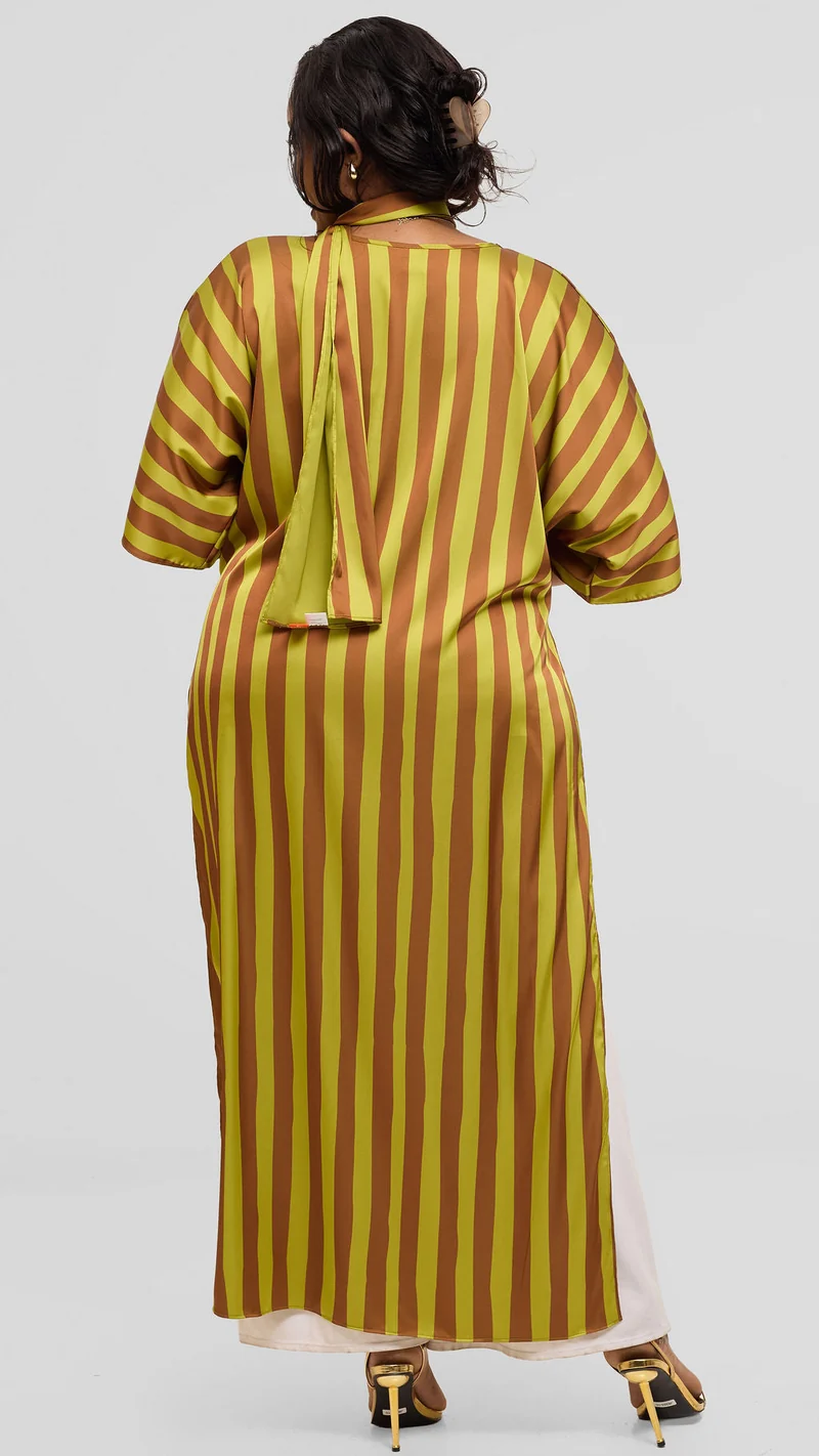 Vivo Lani Maxi Top in Satin - Olive / Rust Mani Print