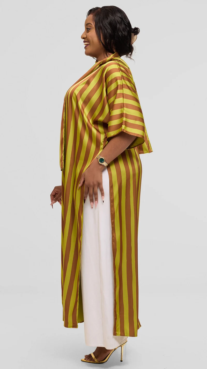 Vivo Lani Maxi Top in Satin - Olive / Rust Mani Print