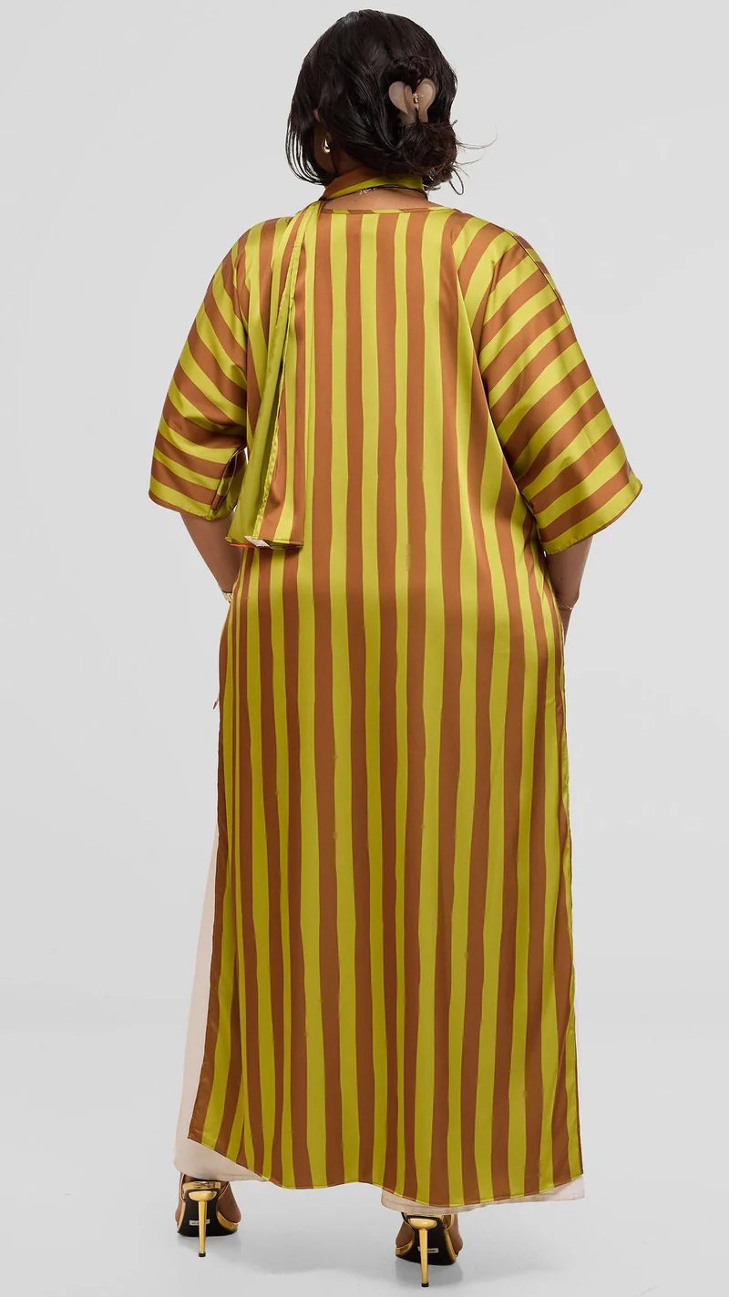 Vivo Lani Maxi Top in Satin - Olive / Rust Mani Print