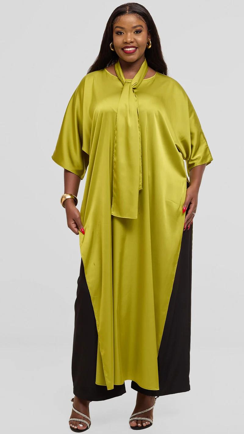 Vivo Lani Maxi Top in Satin - Light Olive