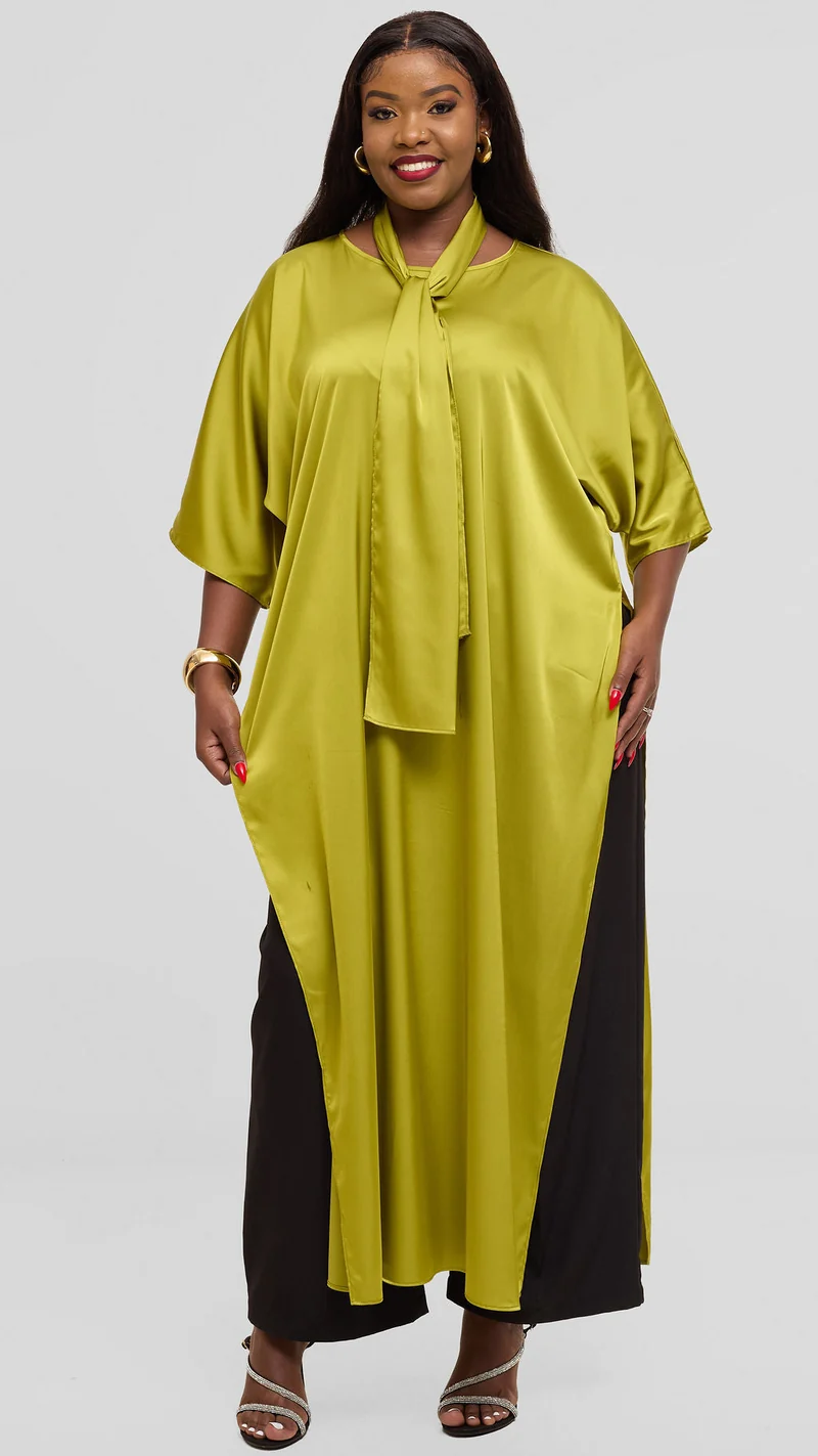 Vivo Lani Maxi Top in Satin - Light Olive