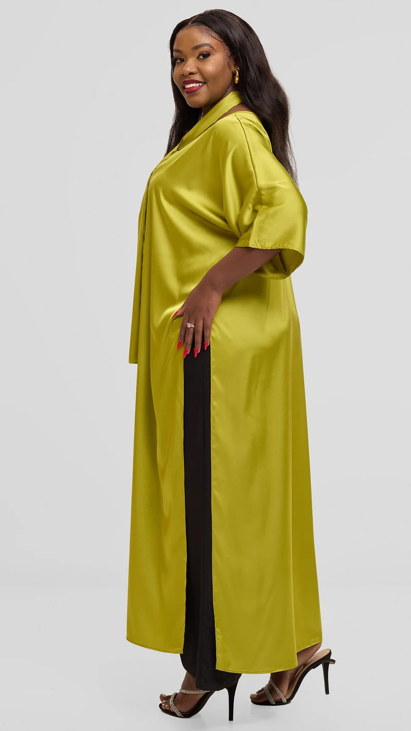 Vivo Lani Maxi Top in Satin - Light Olive