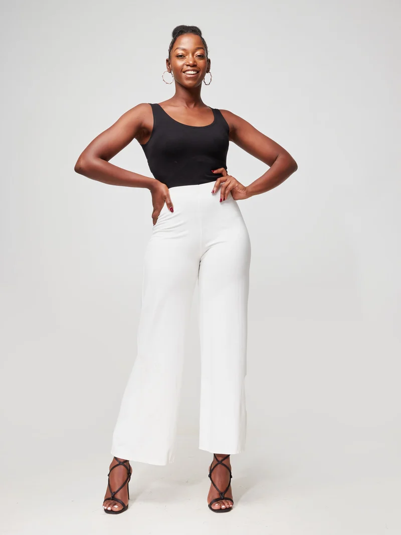 Vivo Upe Wide Leg Pants in Ponte - White