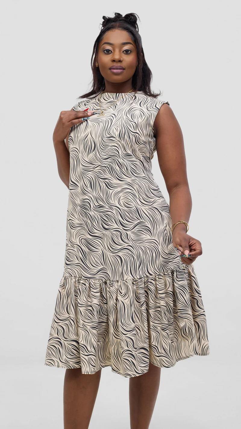 Salok Havilah Swirl Muse Sleeveless Midi Dress - Cream
