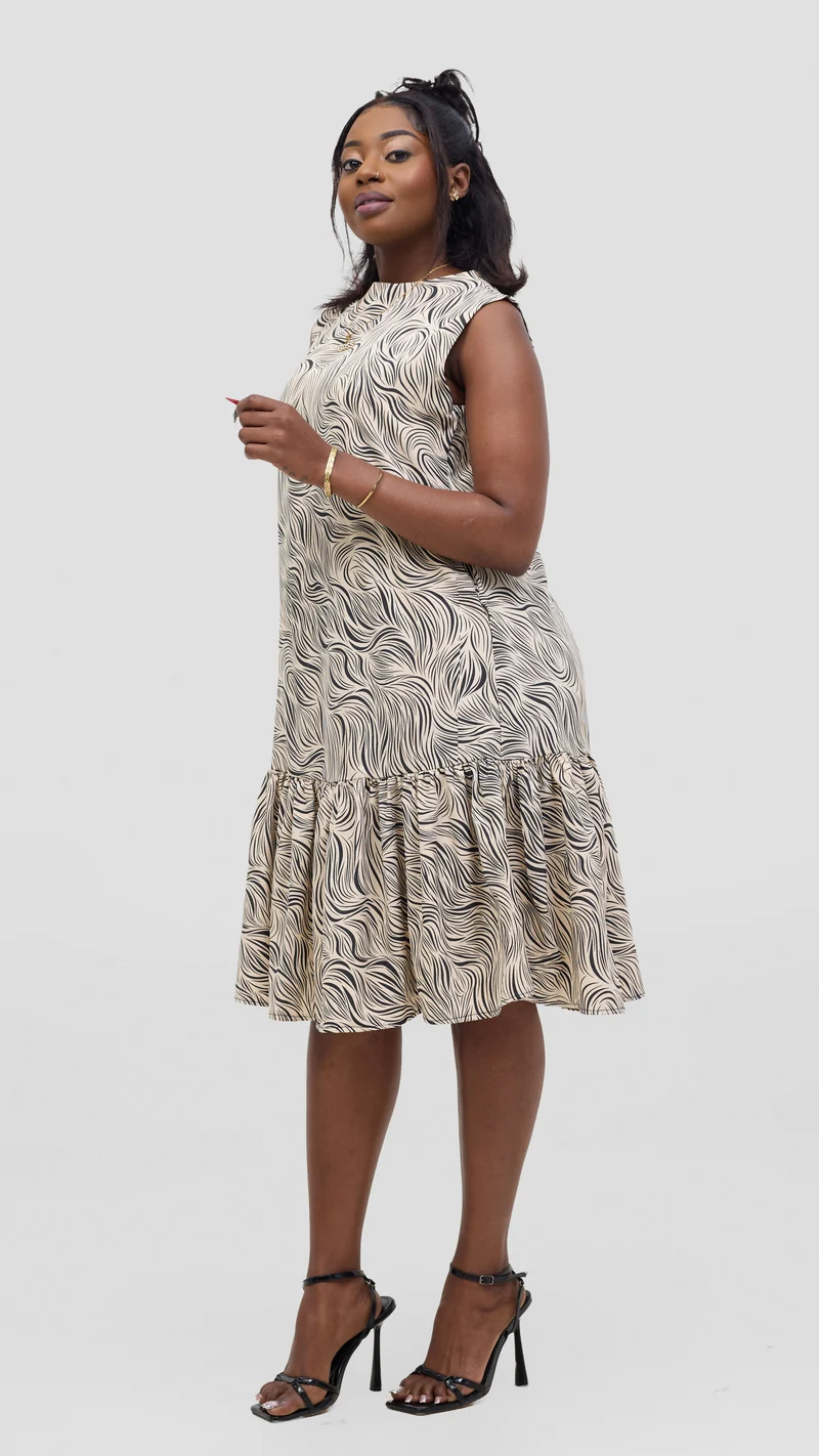 Salok Havilah Swirl Muse Sleeveless Midi Dress - Cream