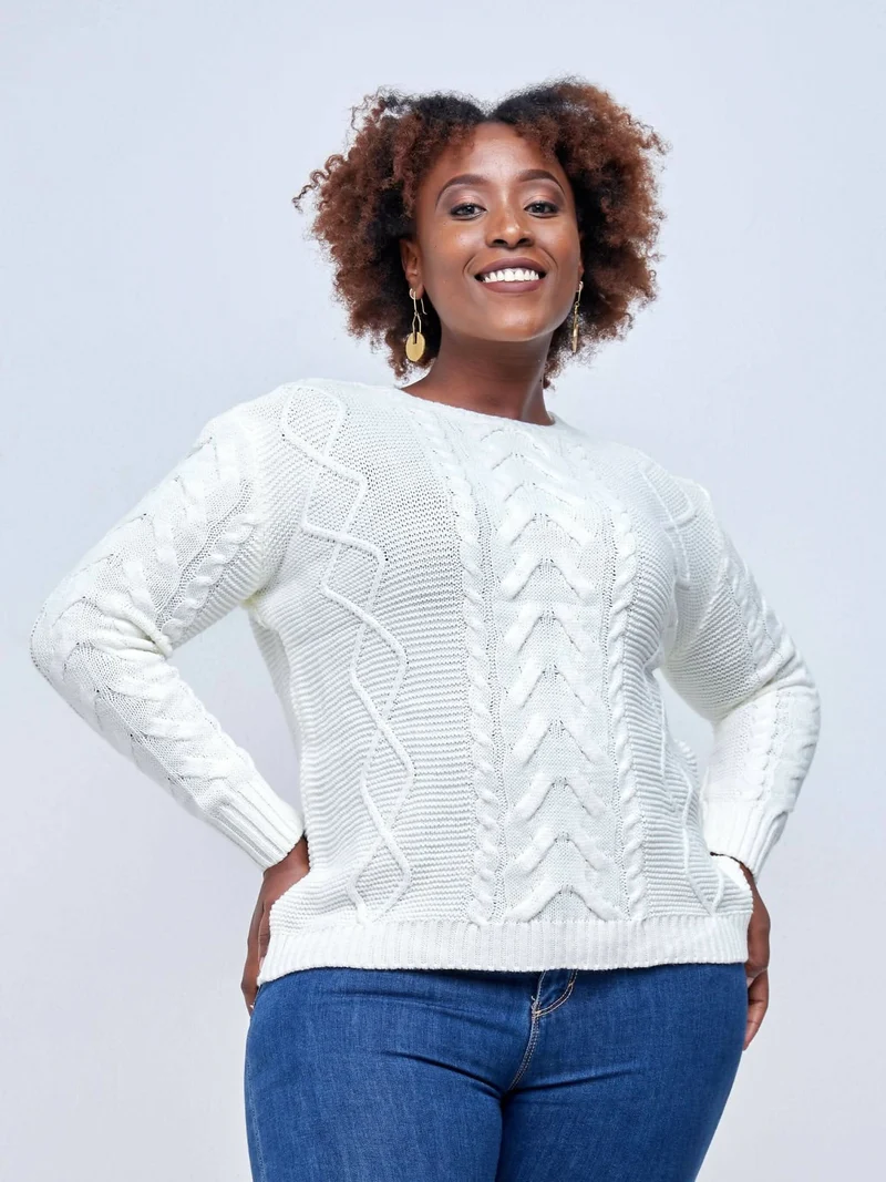 The Fashion Frenzy Round Neck Pullover - White