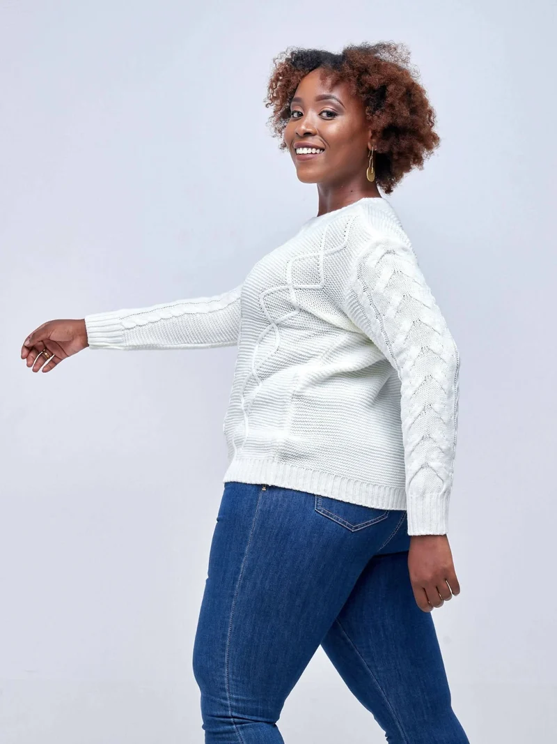 The Fashion Frenzy Round Neck Pullover - White