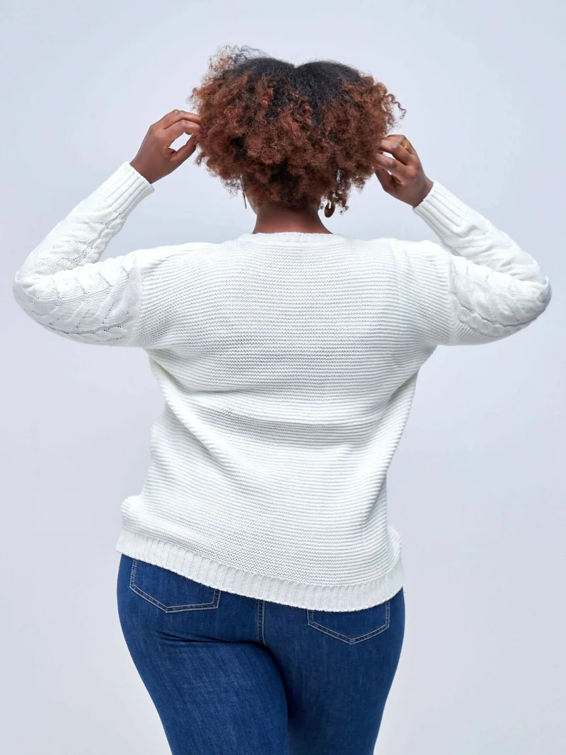 The Fashion Frenzy Round Neck Pullover - White