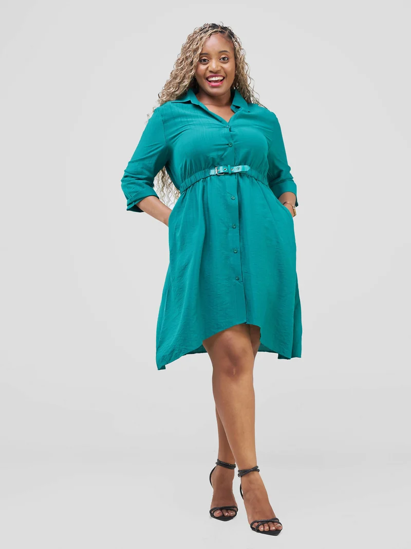 The Fashion Frenzy Shirt Dress - Green