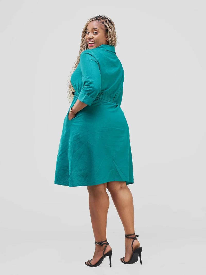 The Fashion Frenzy Shirt Dress - Green