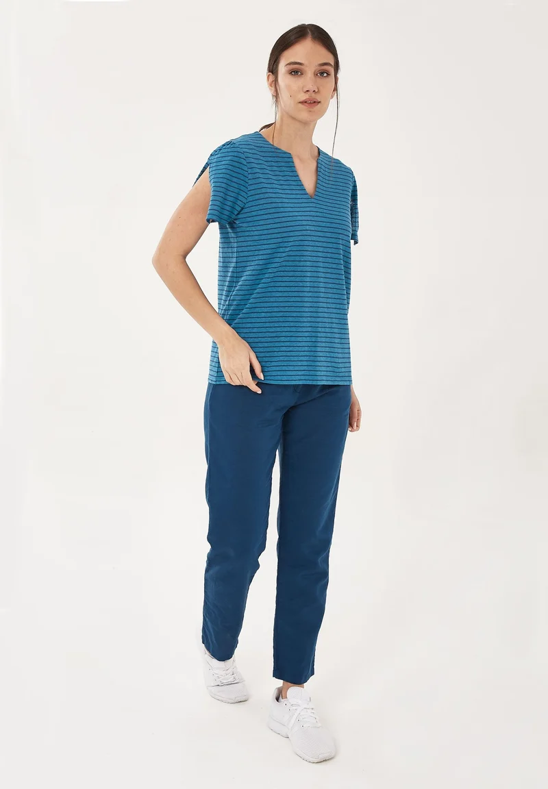 T-Shirt aus Bio-Baumwolle und Leinen mit Armschlitze