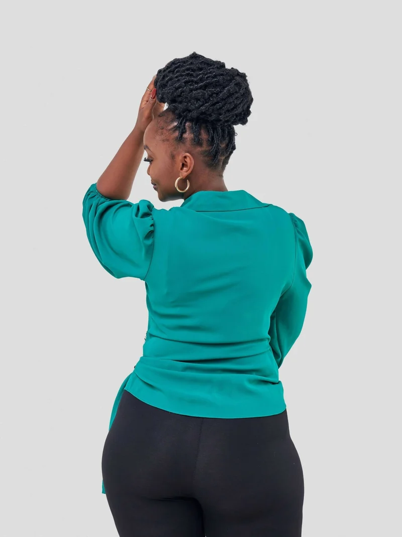 The Fashion Frenzy Wrap Blouse - Green