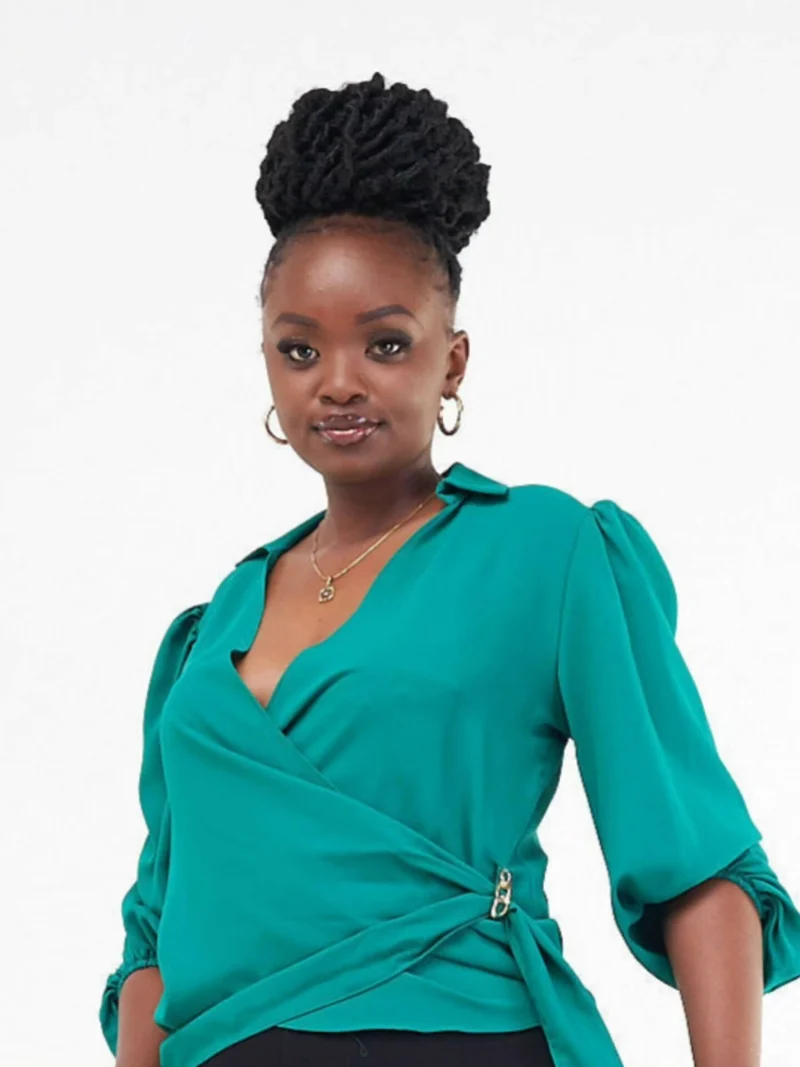 The Fashion Frenzy Wrap Blouse - Green