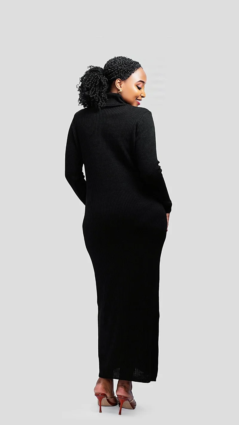 The Fashion Frenzy Pollneck Bodycon - Black