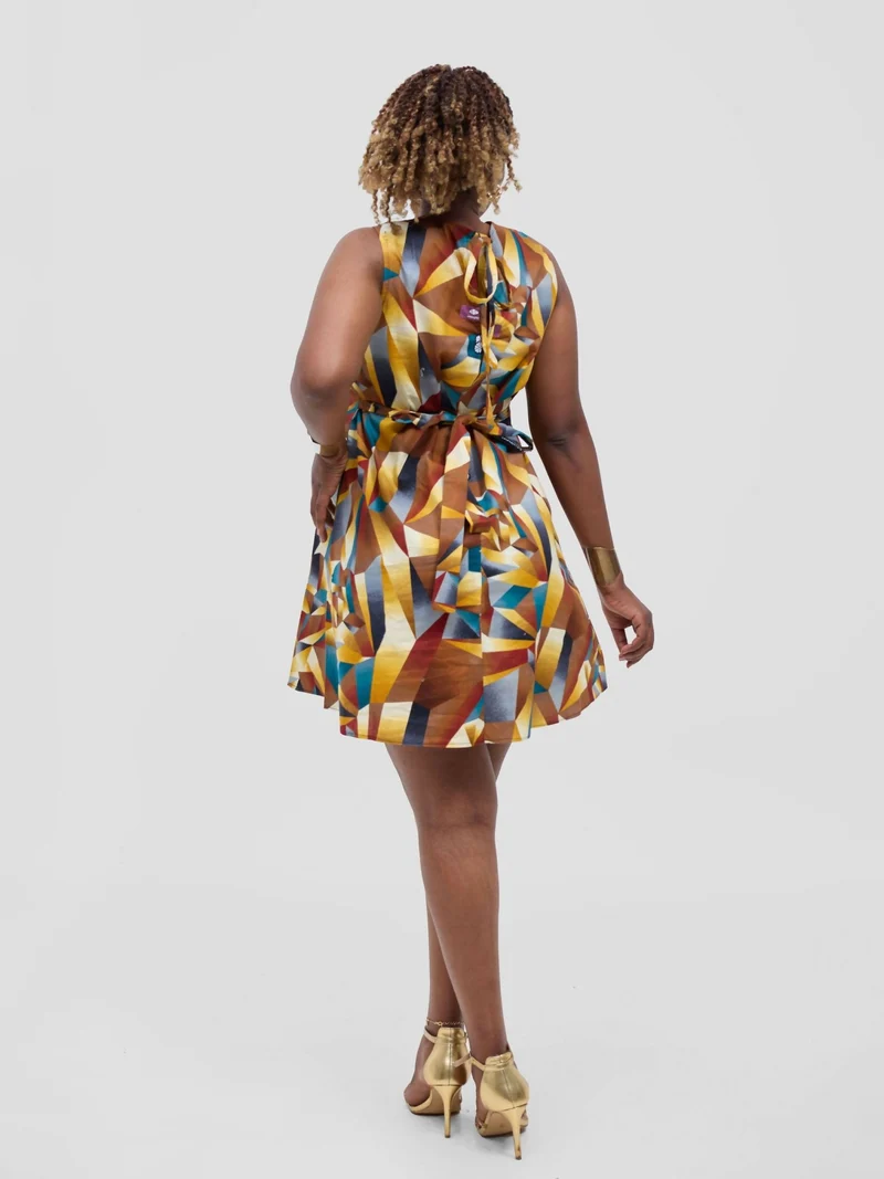 Lokali Dala Shift Dress - Teal / Brown