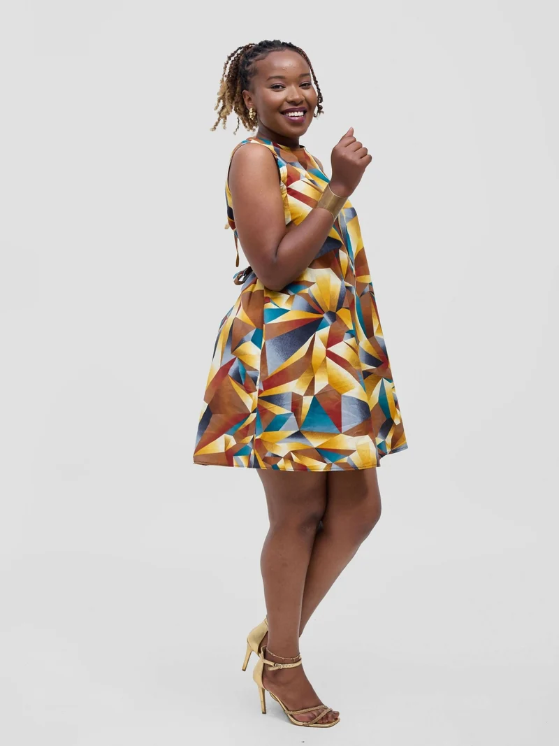Lokali Dala Shift Dress - Teal / Brown
