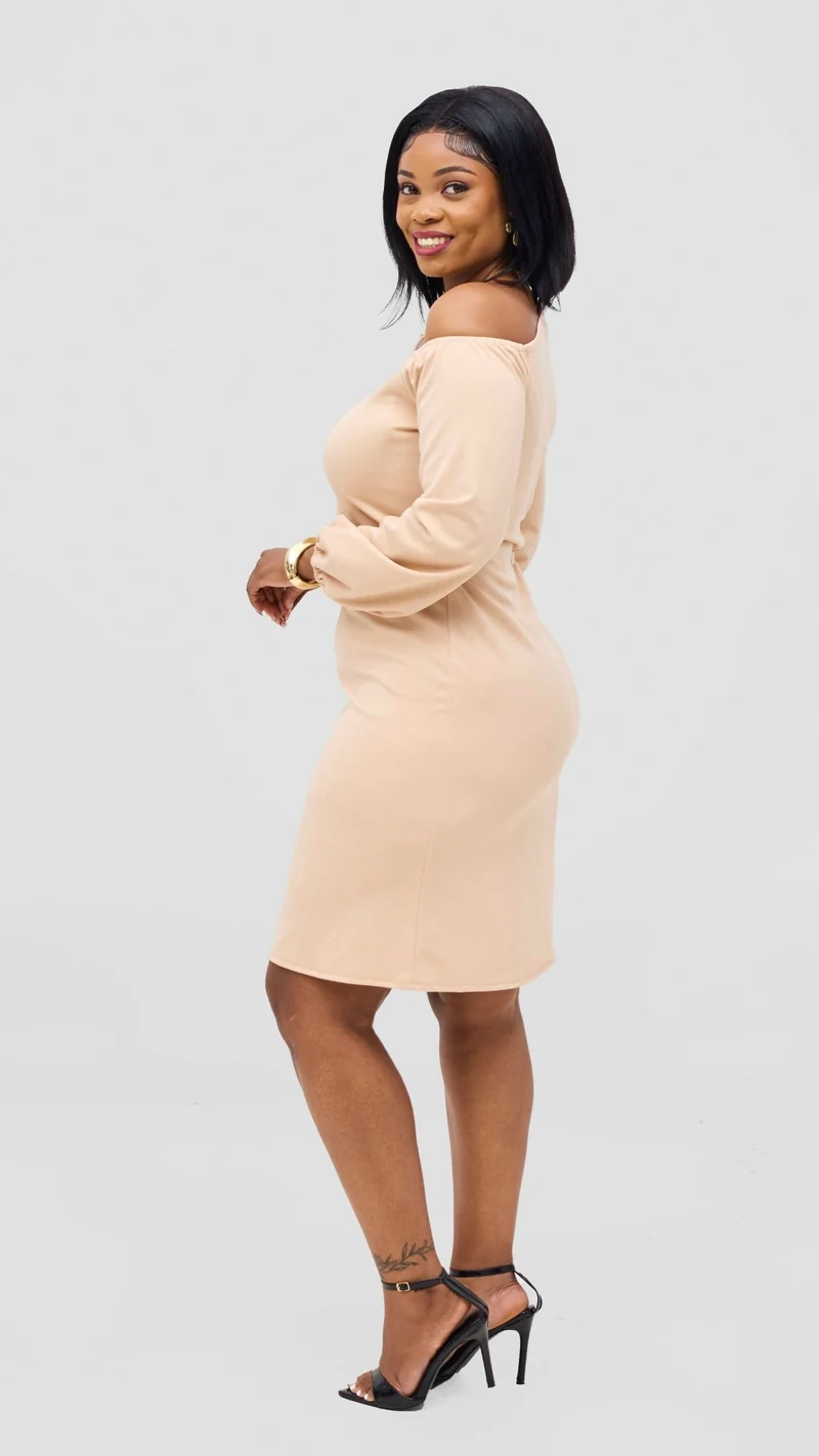 Salok Havilah Duda Offshoulder Dress - Beige