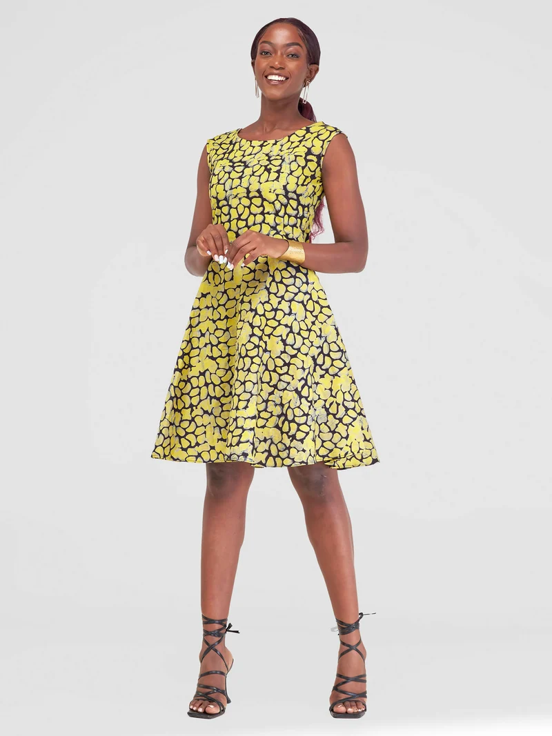 The Fashion Frenzy Pendo Printed Skater - Yellow