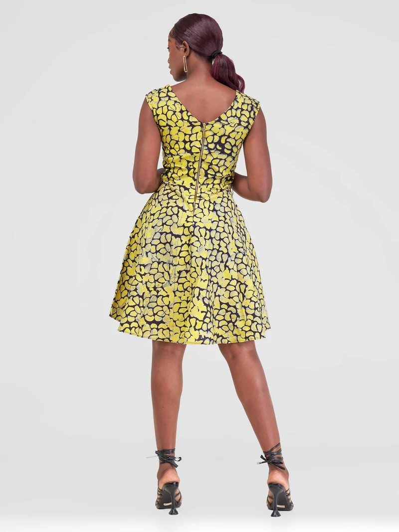 The Fashion Frenzy Pendo Printed Skater - Yellow