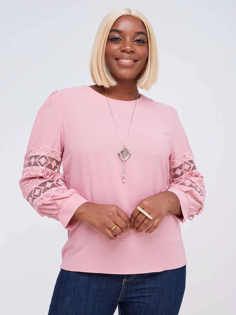 The Fashion Frenzy Laced Blouse - Pink