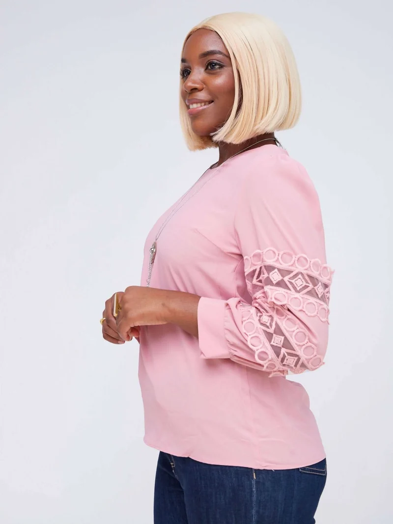 The Fashion Frenzy Laced Blouse - Pink