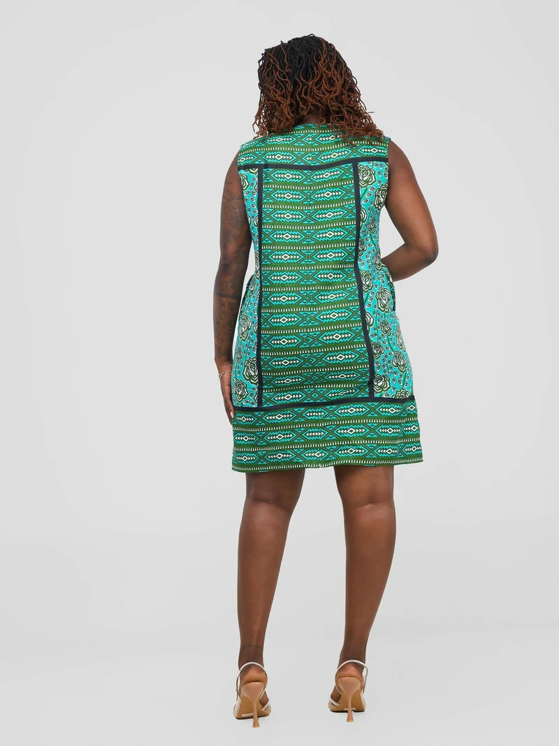 Leso Shift Dress - Turquoise Flowered