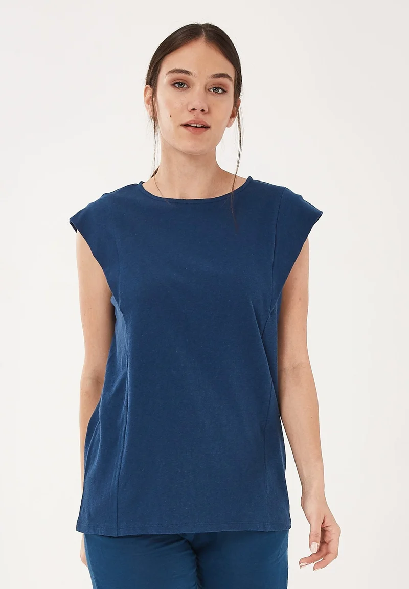 T-Shirt aus Bio-Baumwolle mit Leinen