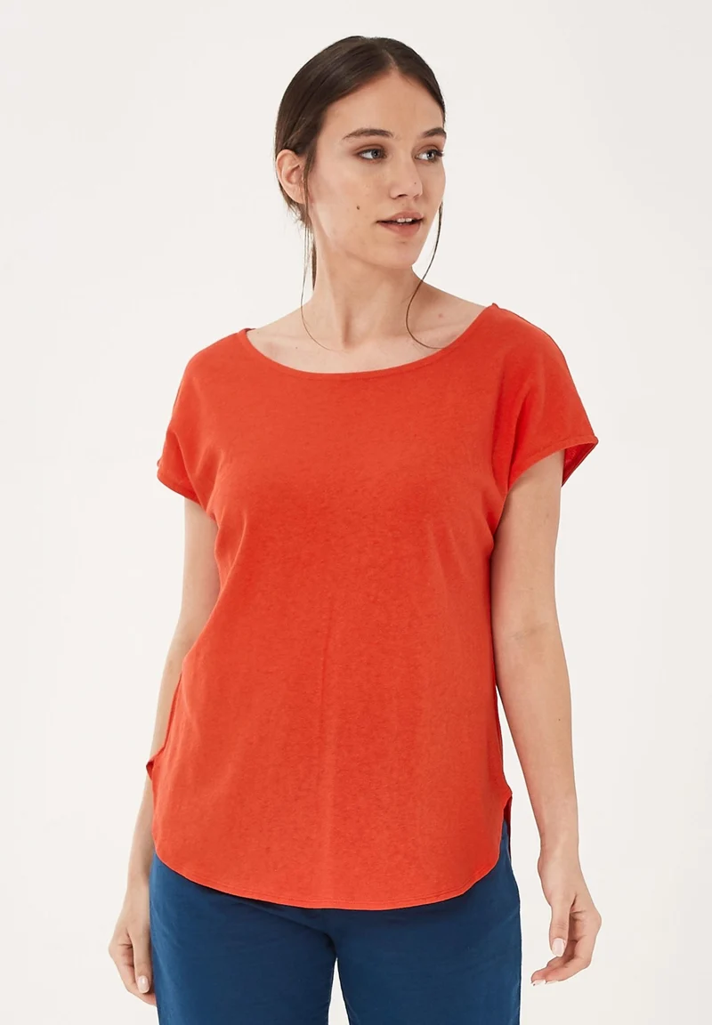 T-Shirt aus Bio-Baumwolle mit Leinen
