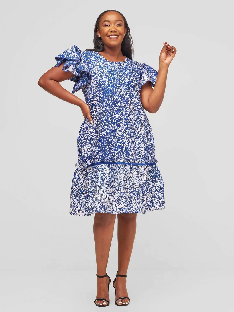 Prints Dotted Shift Dress - Blue