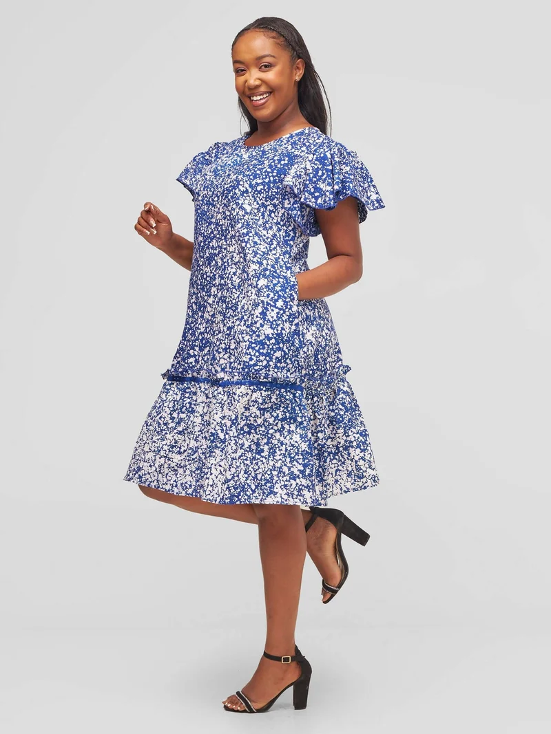 Prints Dotted Shift Dress - Blue