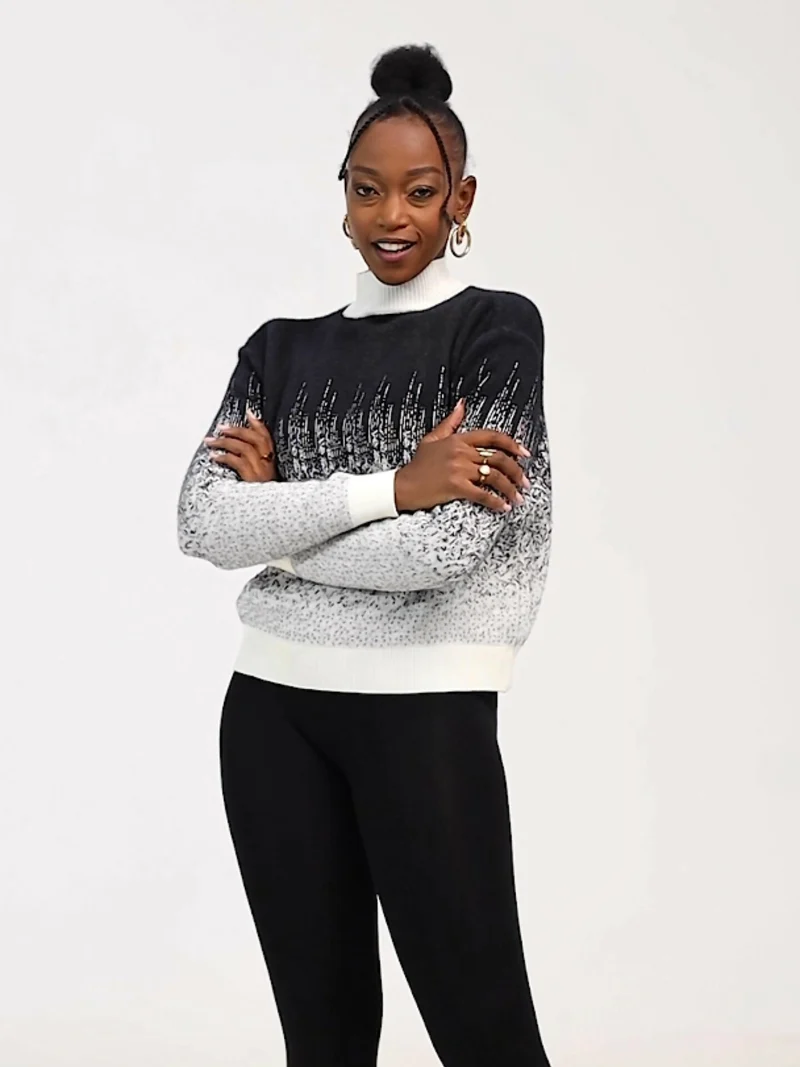 The Fashion Frenzy Pullover Sweater - White / Black