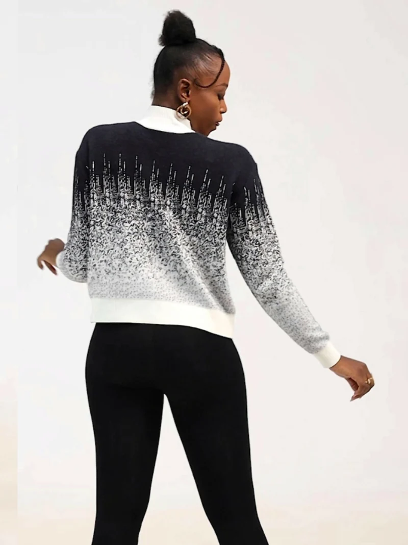 The Fashion Frenzy Pullover Sweater - White / Black