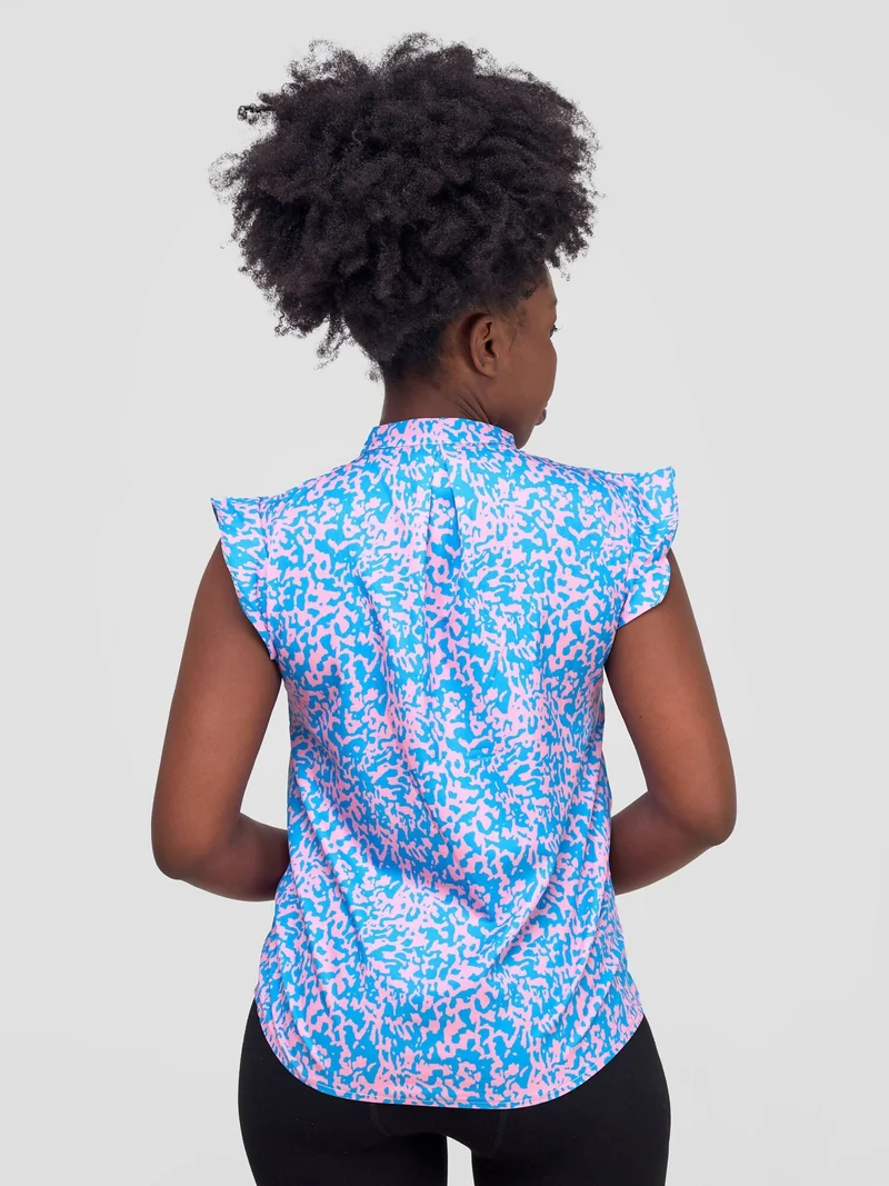 The Fashion Frenzy Printed Tie Top - Blue