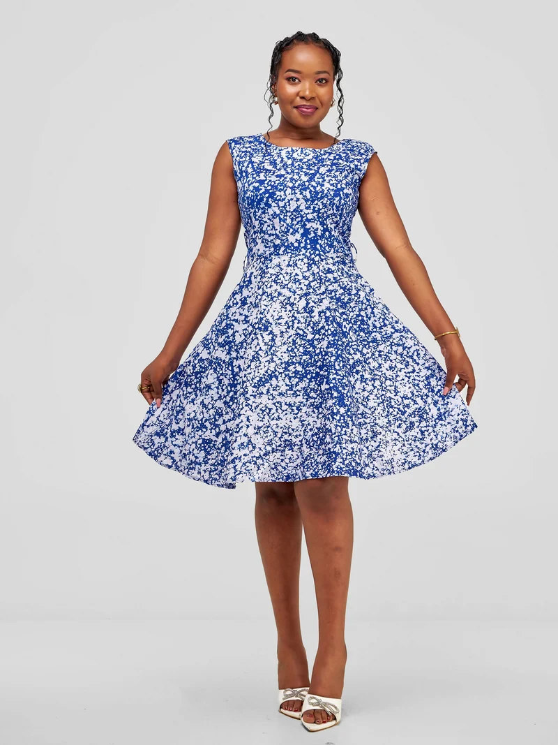 The Fashion Frenzy Raha Skater Dress - Blue