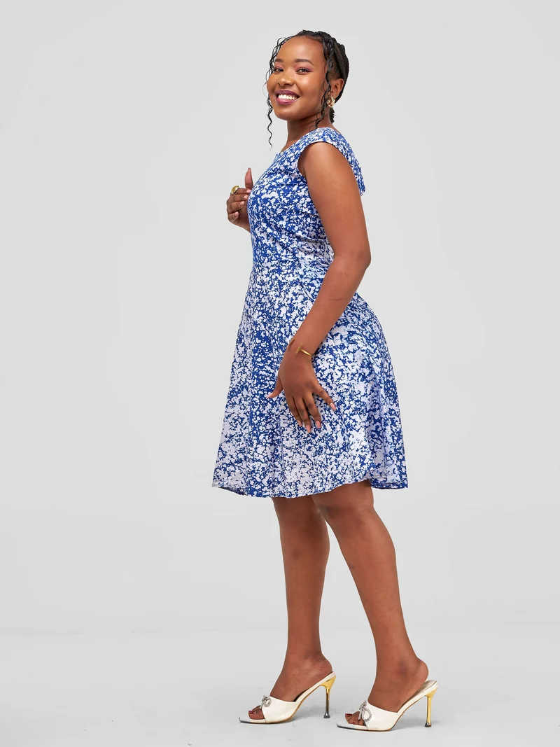 The Fashion Frenzy Raha Skater Dress - Blue