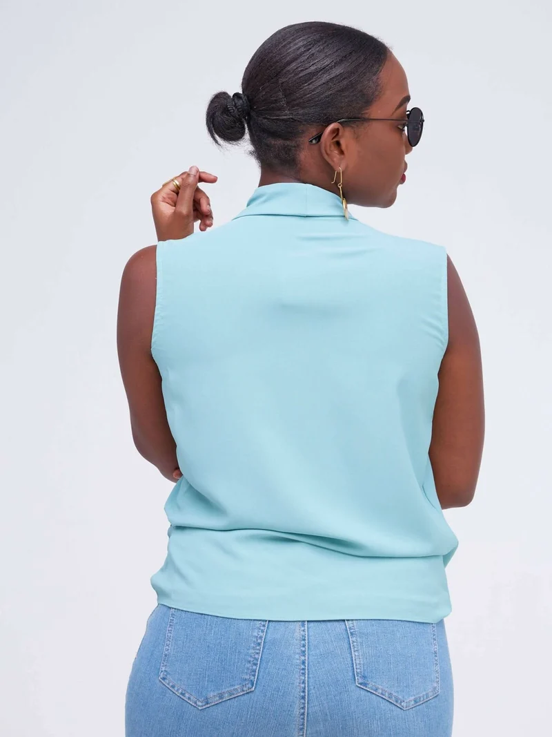 The Fashion Frenzy V-Neck Blouse - Blue