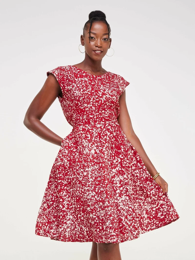 The Fashion Frenzy Raha Skater Dress - Red