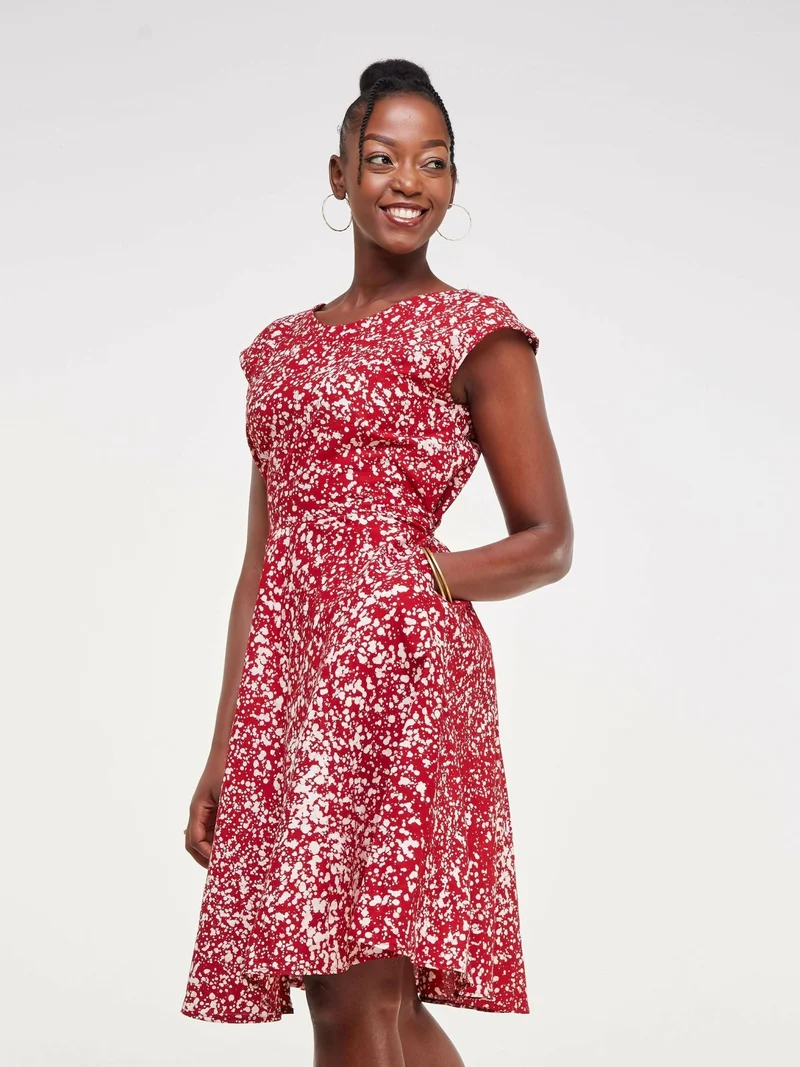 The Fashion Frenzy Raha Skater Dress - Red