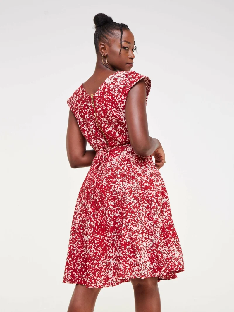 The Fashion Frenzy Raha Skater Dress - Red