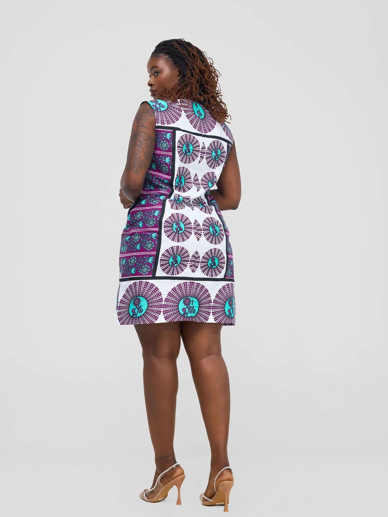 Leso Shift Dress - Purple Turquoise