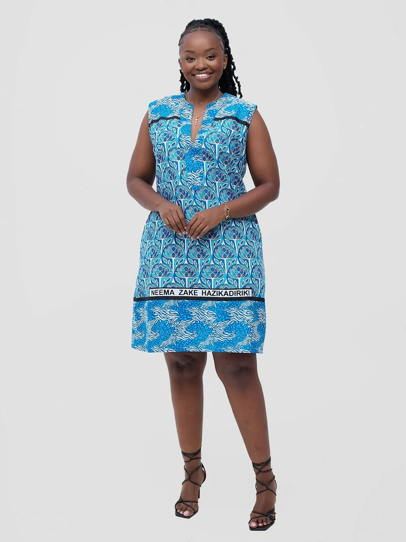 Leso Shift Dress - Blue Lilly