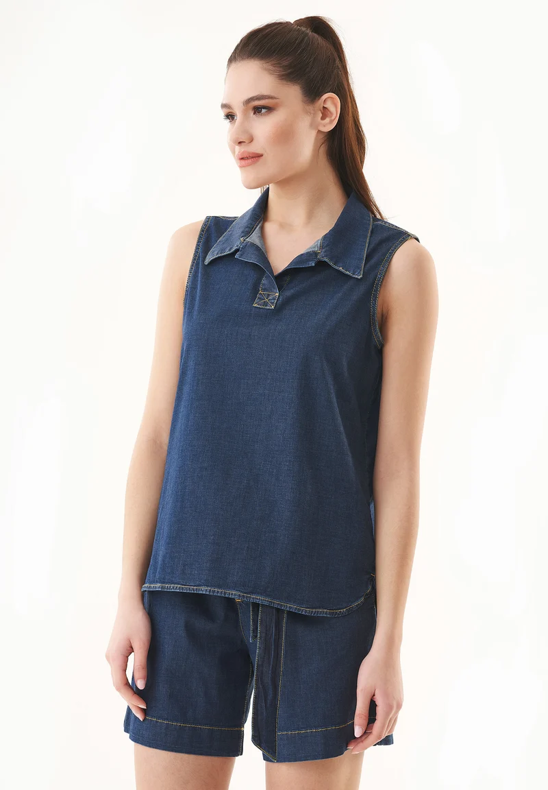 Jeansblusentop aus Bio-Baumwolle
